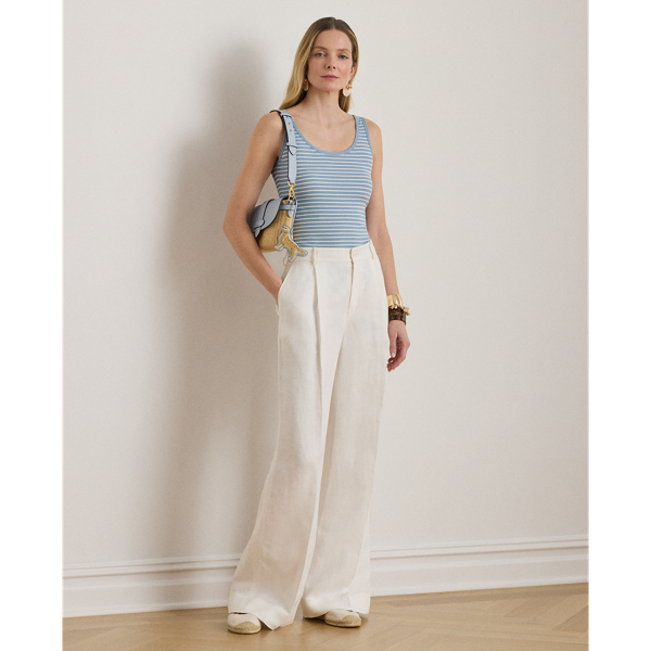 D&eacute;bardeur ray&eacute; stretch en coton Lauren en Note bleue/Blanc 4