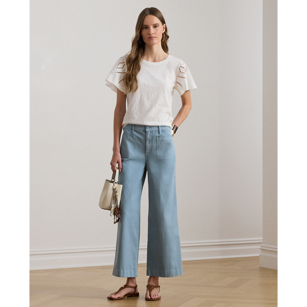 White Eyelet Cotton Jersey & Broadcloth Top Lauren 4