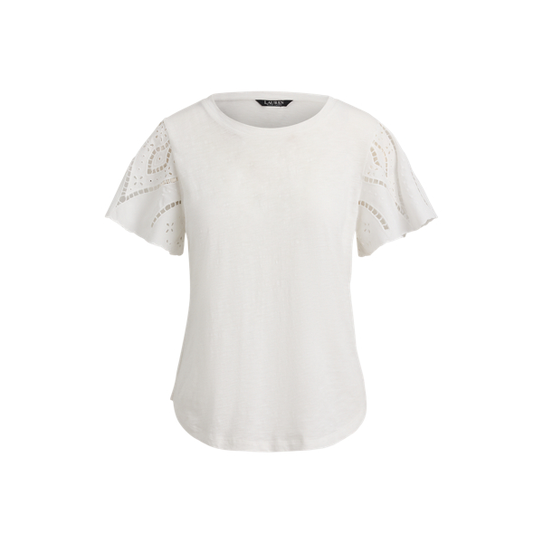 White Eyelet Cotton Jersey & Broadcloth Top Lauren 2