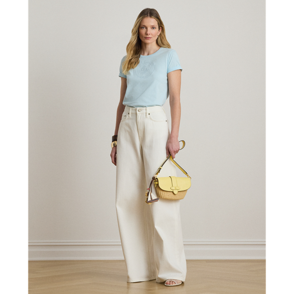 Light Blue Note Embroidered-Crest Cotton Jersey Tee Lauren 4