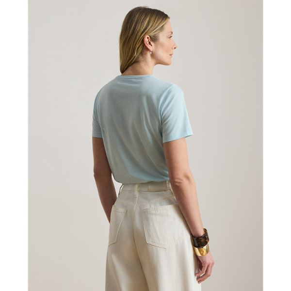 Light Blue Note Embroidered-Crest Cotton Jersey Tee Lauren 5