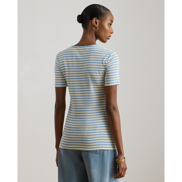 T-shirt coton stretch ray&eacute; c&ocirc;tel&eacute; Lauren en Note bleue multi 5