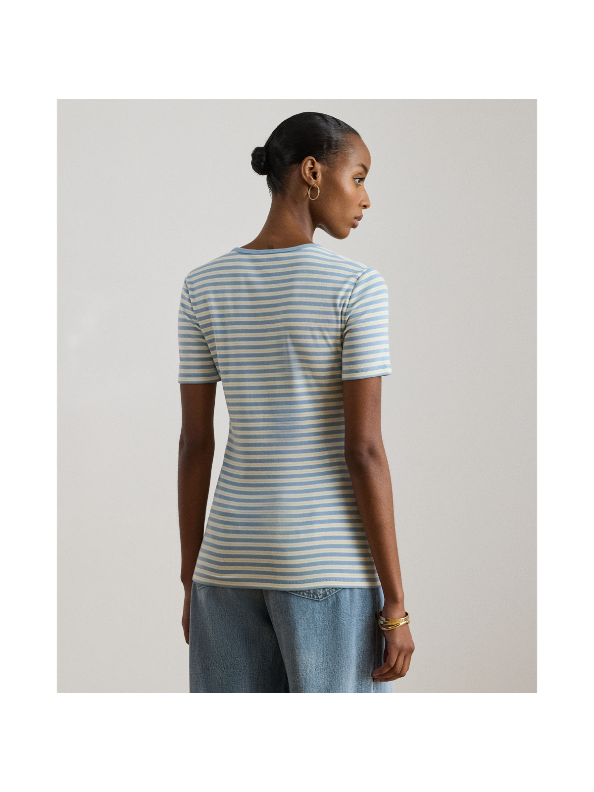 Женские футболки Ralph Lauren Striped Rib-Knit Stretch Cotton Tee — фото 2