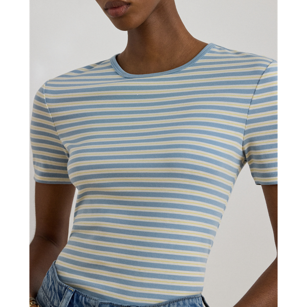 T-shirt coton stretch ray&eacute; c&ocirc;tel&eacute; Lauren en Note bleue multi 6