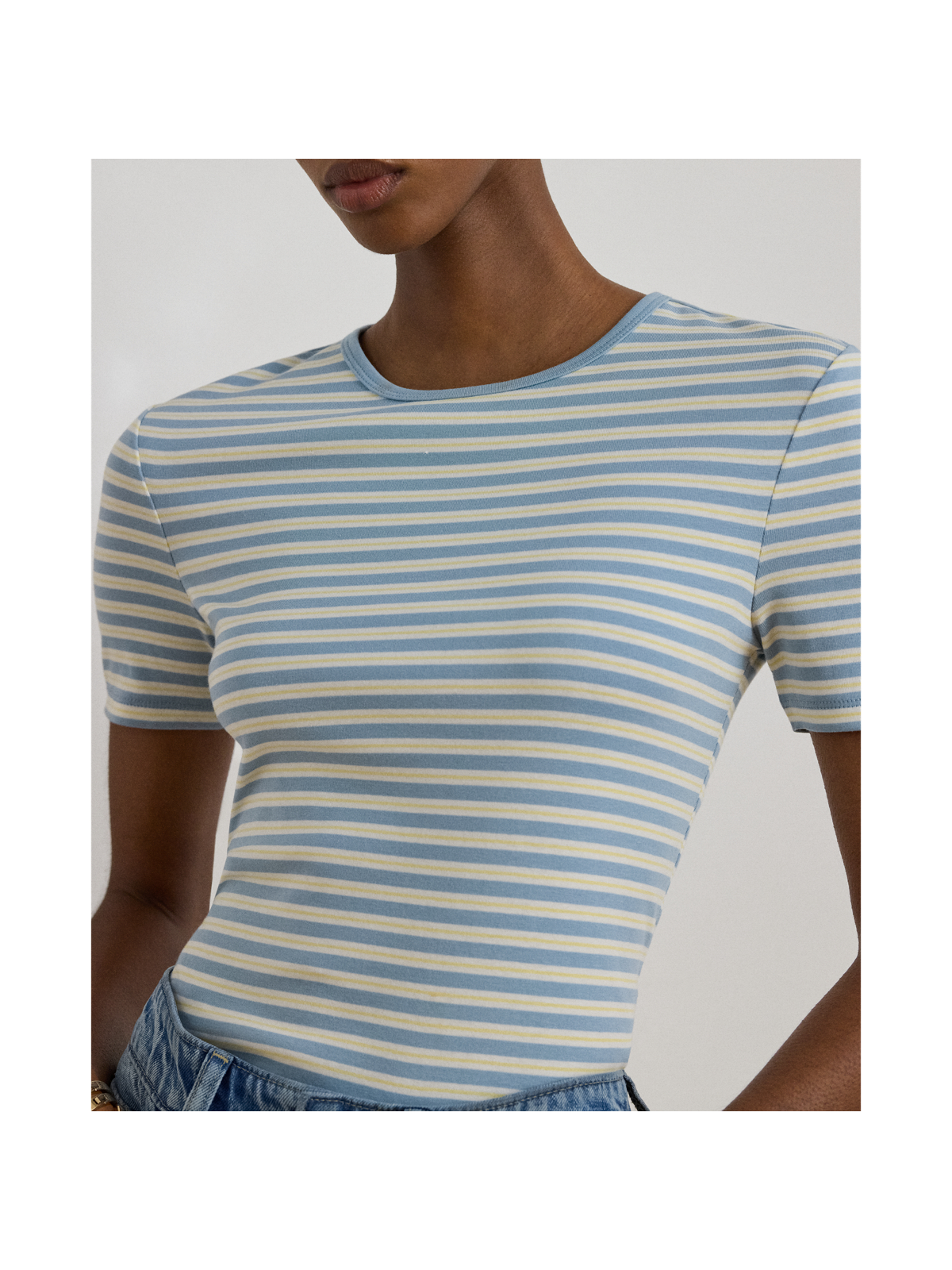 Женские футболки Ralph Lauren Striped Rib-Knit Stretch Cotton Tee — фото 3