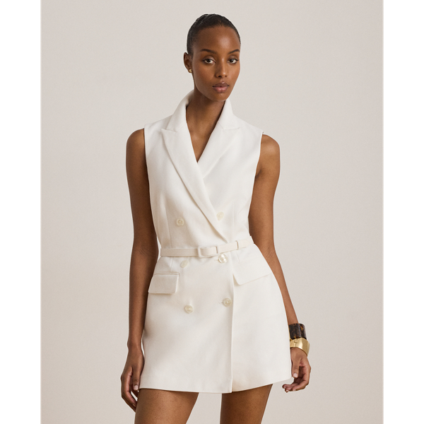 White Double-Breasted Piqu&eacute; Playsuit Lauren 4