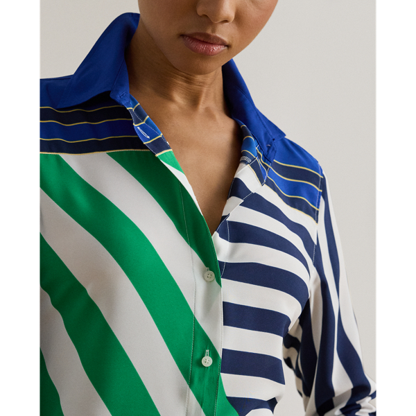 Classic-Fit Cr&ecirc;pe-Hemd mit Streifen Lauren in Navy/Wei&szlig;/Gr&uuml;n 6