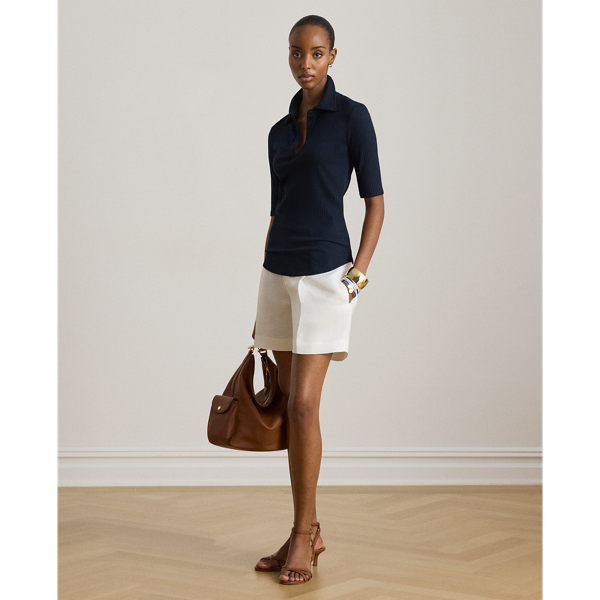 Polo-T-Shirt in Rippenstrick Lauren in Lauren-Navy 4
