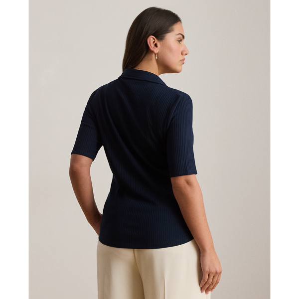 Polo-T-Shirt in Rippenstrick Lauren in Lauren-Navy 10