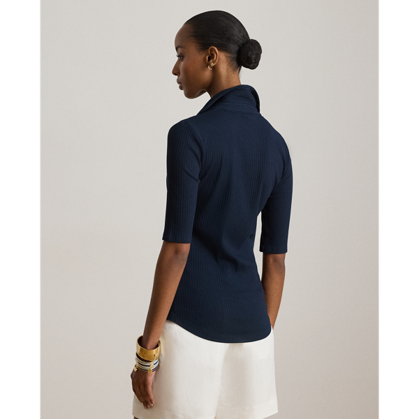 Polo-T-Shirt in Rippenstrick Lauren in Lauren-Navy 5