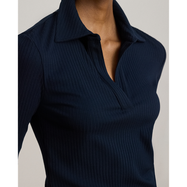 Polo-T-Shirt in Rippenstrick Lauren in Lauren-Navy 6