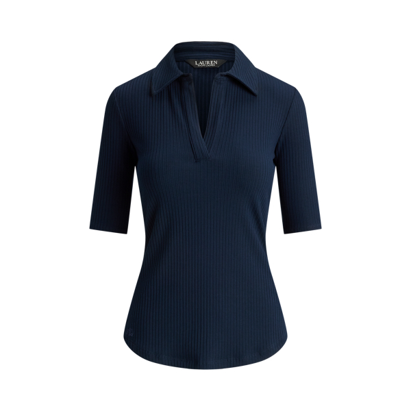 Polo-T-Shirt in Rippenstrick Lauren in Lauren-Navy 2