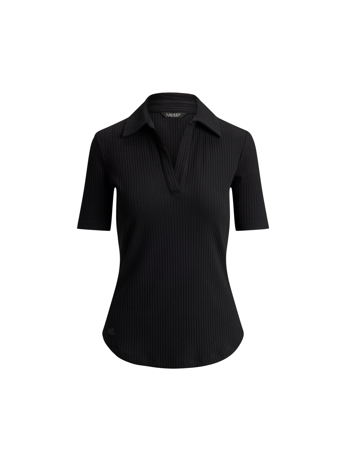 Ralph Lauren Rib-Knit Elbow-Sleeve Polo Tee — фото 4