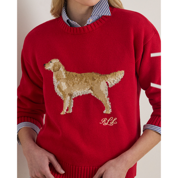 Cruise Red Multi Intarsia-Knit Golden Retriever Sweater Lauren 6