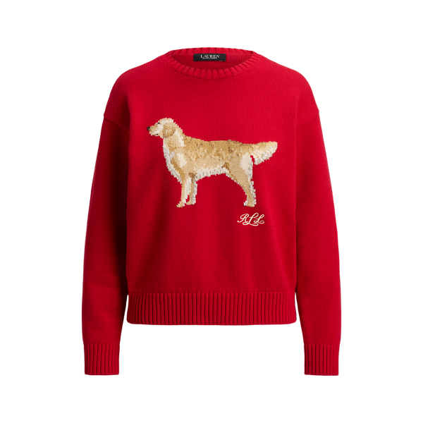 Cruise Red Multi Intarsia-Knit Golden Retriever Sweater Lauren 2