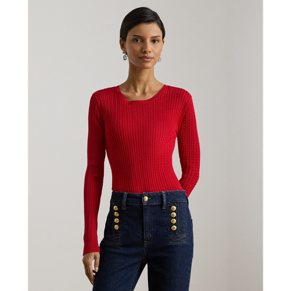 Cruise Red Mini-Cable Crew Neck Jumper Lauren 1