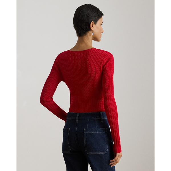 Cruise Red Mini-Cable Crew Neck Jumper Lauren 5