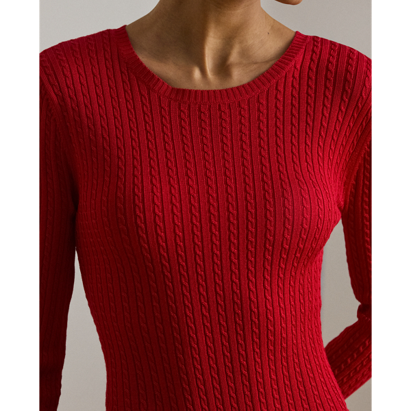 Cruise Red Mini-Cable Crew Neck Jumper Lauren 6