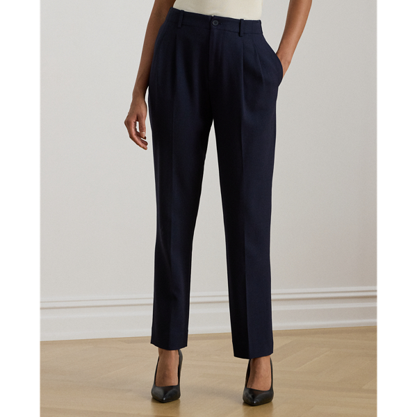 Pleated Tricotine Tapered Pant