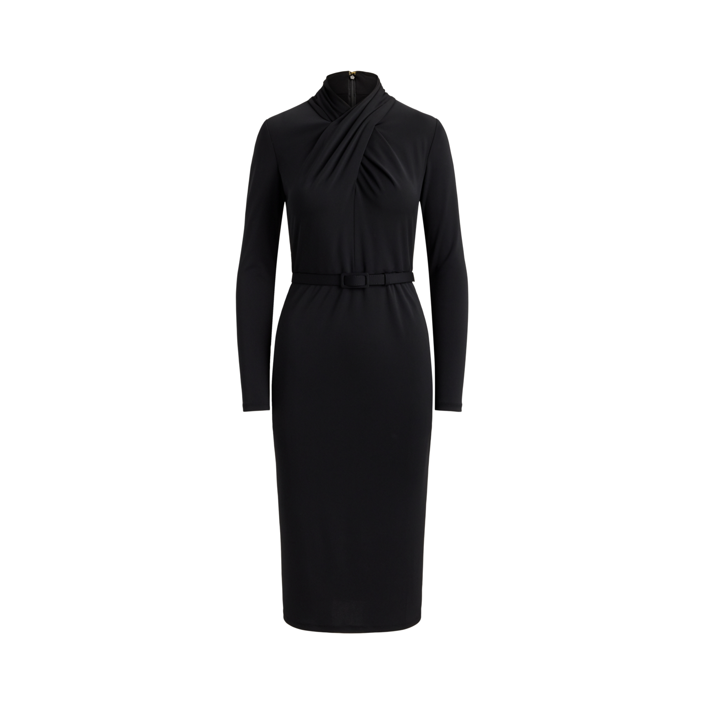Женское платье Lauren Ralph Lauren Belted Mockneck Jersey, цвет: Чёрный — фото 5