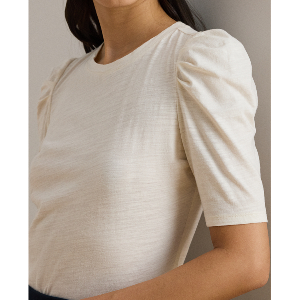 Jerseyoberteil mit Puff&auml;rmeln Lauren in Mascarpone-Creme 6