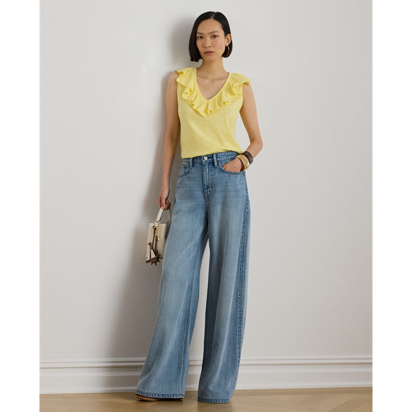 &Auml;rmelloses Jersey-Oberteil mit R&uuml;schen Lauren in Zitronensorbet 4