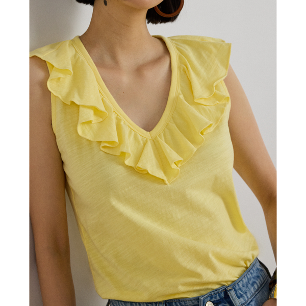 &Auml;rmelloses Jersey-Oberteil mit R&uuml;schen Lauren in Zitronensorbet 6