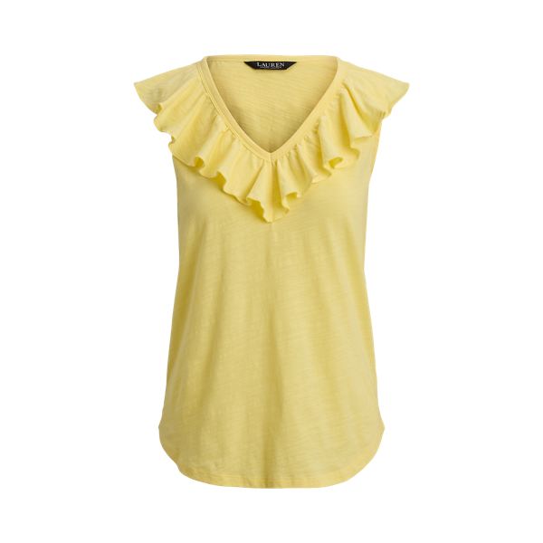 &Auml;rmelloses Jersey-Oberteil mit R&uuml;schen Lauren in Zitronensorbet 2