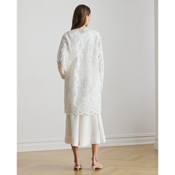 White Paisley-Eyelet Cotton Tunic Jacket Lauren 5