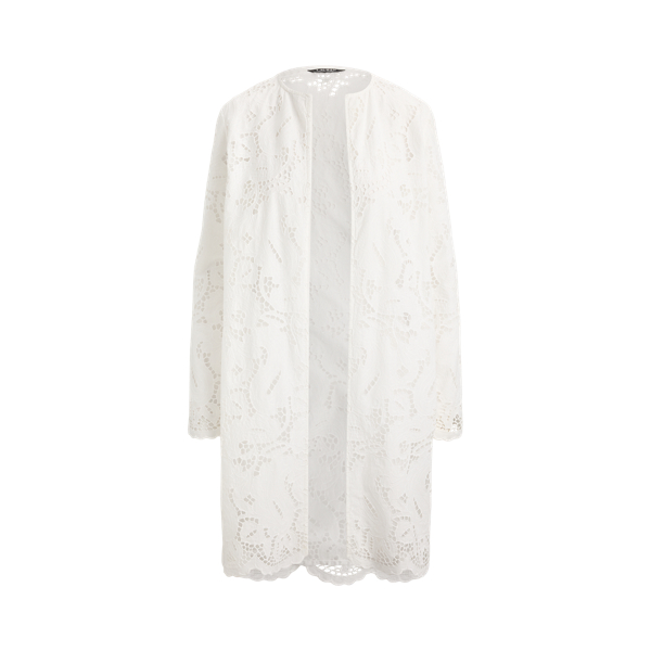 White Paisley-Eyelet Cotton Tunic Jacket Lauren 2