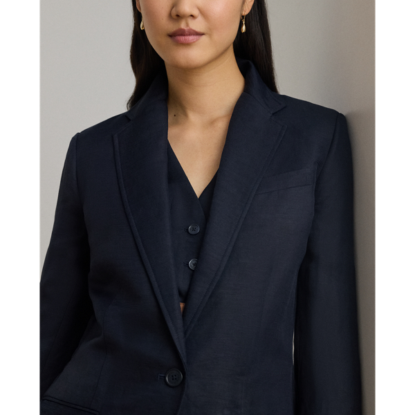 Lauren Navy Linen-Blend Twill Blazer Lauren 6