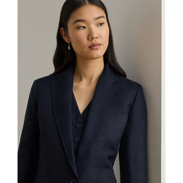 Lauren Navy Linen-Blend Twill Blazer Lauren 7