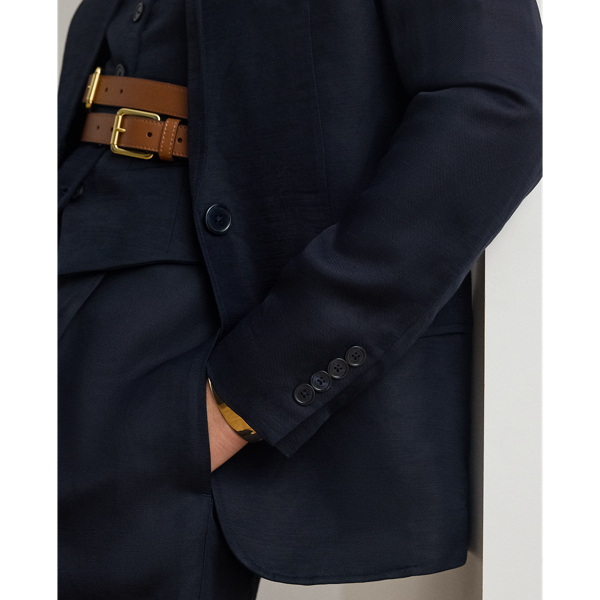 Lauren Navy Linen-Blend Twill Blazer Lauren 8