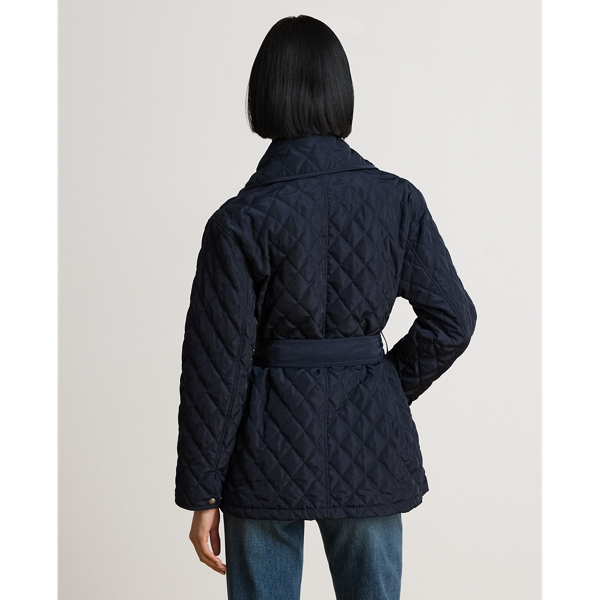 Belted Diamond-Quilted Wrap Coat