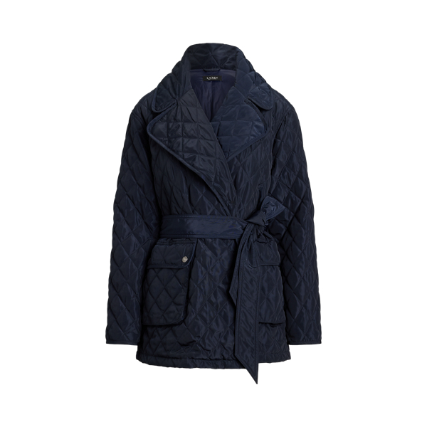 Belted Diamond-Quilted Wrap Coat