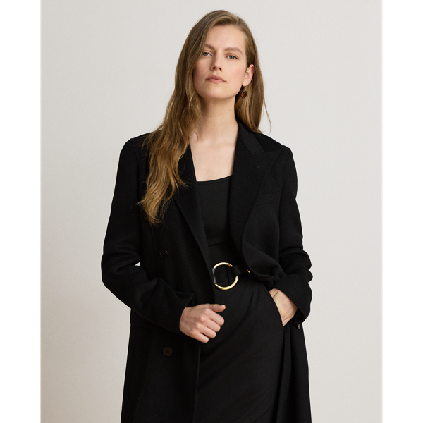 Black Double-Breasted Wool-Blend Coat Lauren 4
