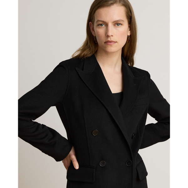 Black Double-Breasted Wool-Blend Coat Lauren 6