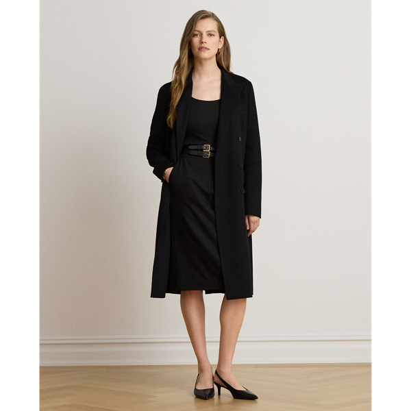 Black Double-Breasted Wool-Blend Coat Lauren 8