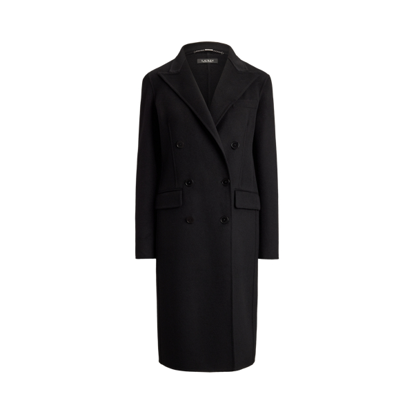 Black Double-Breasted Wool-Blend Coat Lauren 2