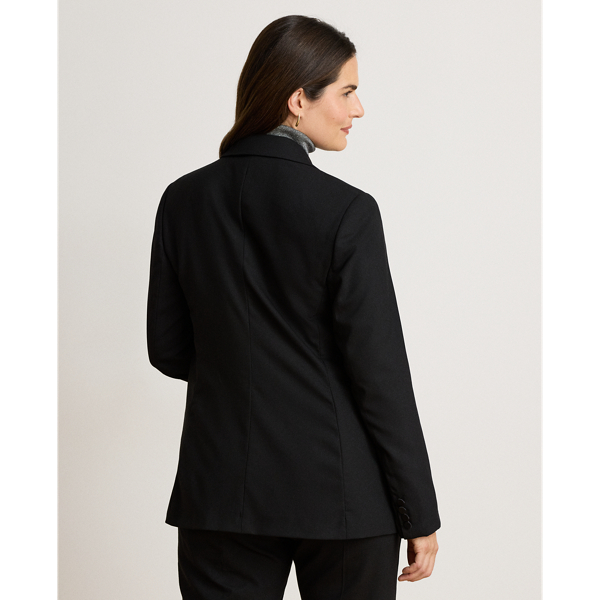 Satin-Trim Double-Breasted Wool Blazer