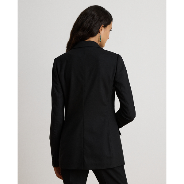 Satin-Trim Double-Breasted Wool Blazer