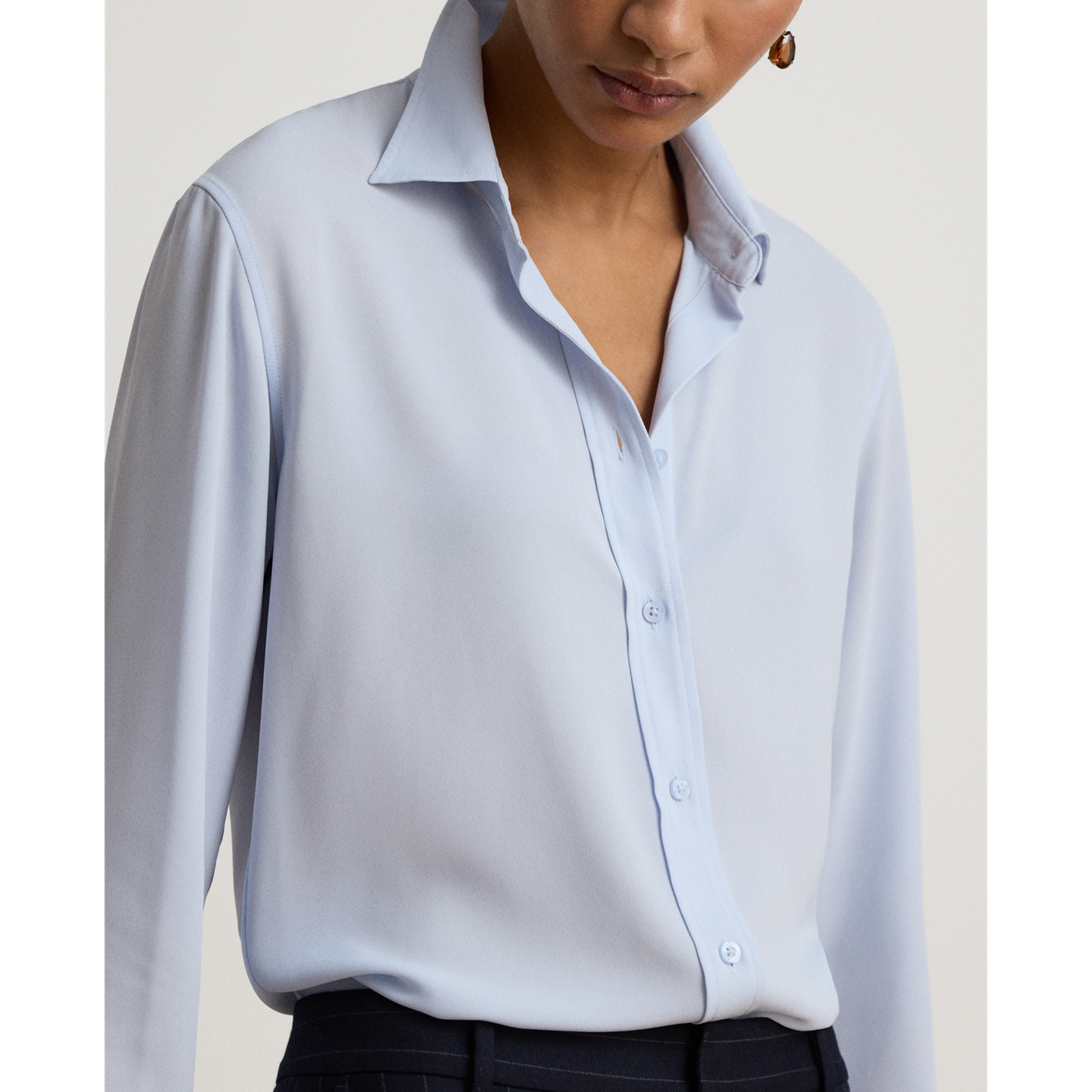 Женская рубашка Ralph Lauren Classic Fit Georgette, цвет: Синий — фото 3