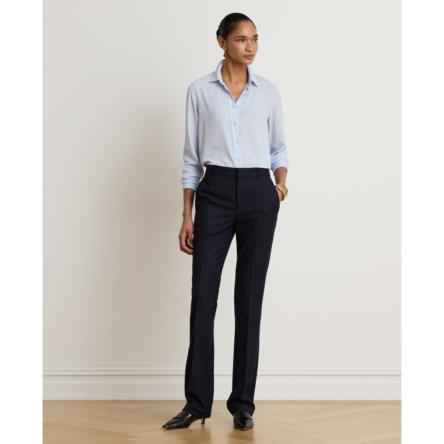 Женская рубашка Ralph Lauren Classic Fit Georgette, цвет: Синий — фото 4