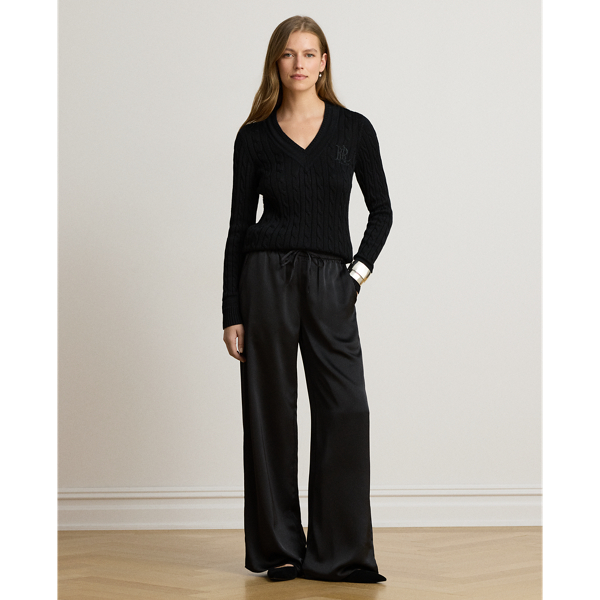Satin Charmeuse Wide-Leg Pant