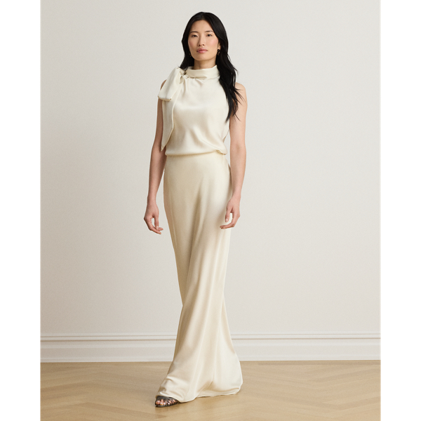 Mascarpone Cream Satin Charmeuse Maxiskirt Lauren 1
