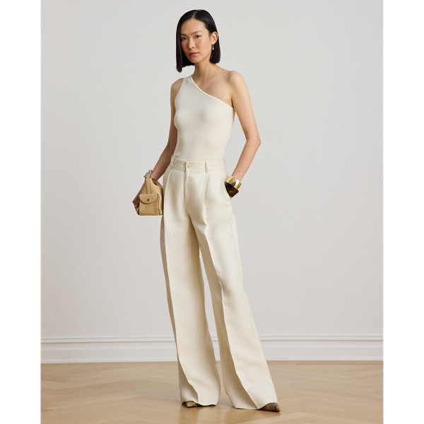 Mascarpone Cream Rib-Knit One-Shoulder Sweater Lauren 4