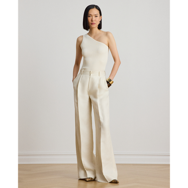 Mascarpone Cream Rib-Knit One-Shoulder Sweater Lauren 7