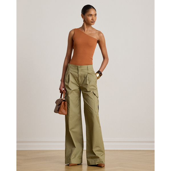 Red Terracotta Rib-Knit One-Shoulder Sweater Lauren 4