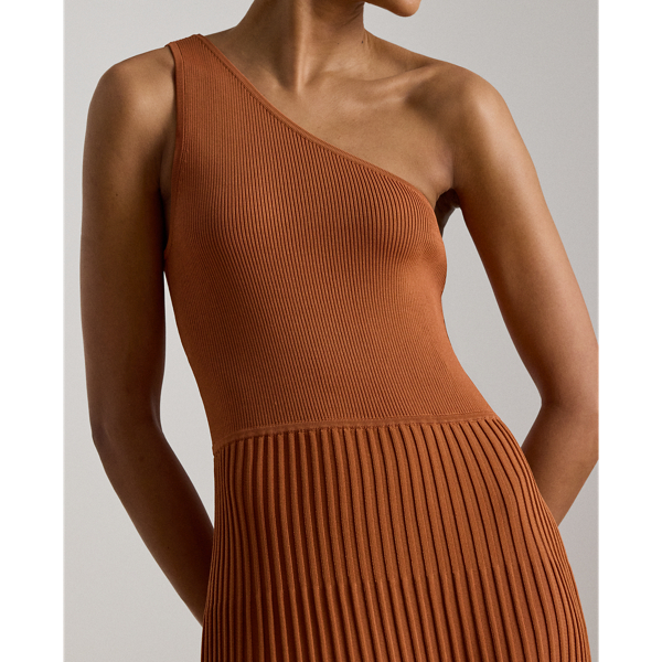 Robe c&ocirc;tel&eacute;e et pliss&eacute;e asym&eacute;trique Lauren en Rouge terracotta 6