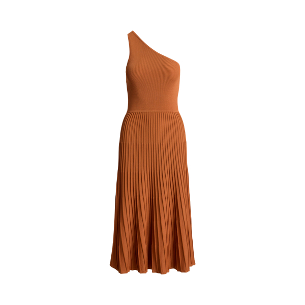 Robe c&ocirc;tel&eacute;e et pliss&eacute;e asym&eacute;trique Lauren en Rouge terracotta 2
